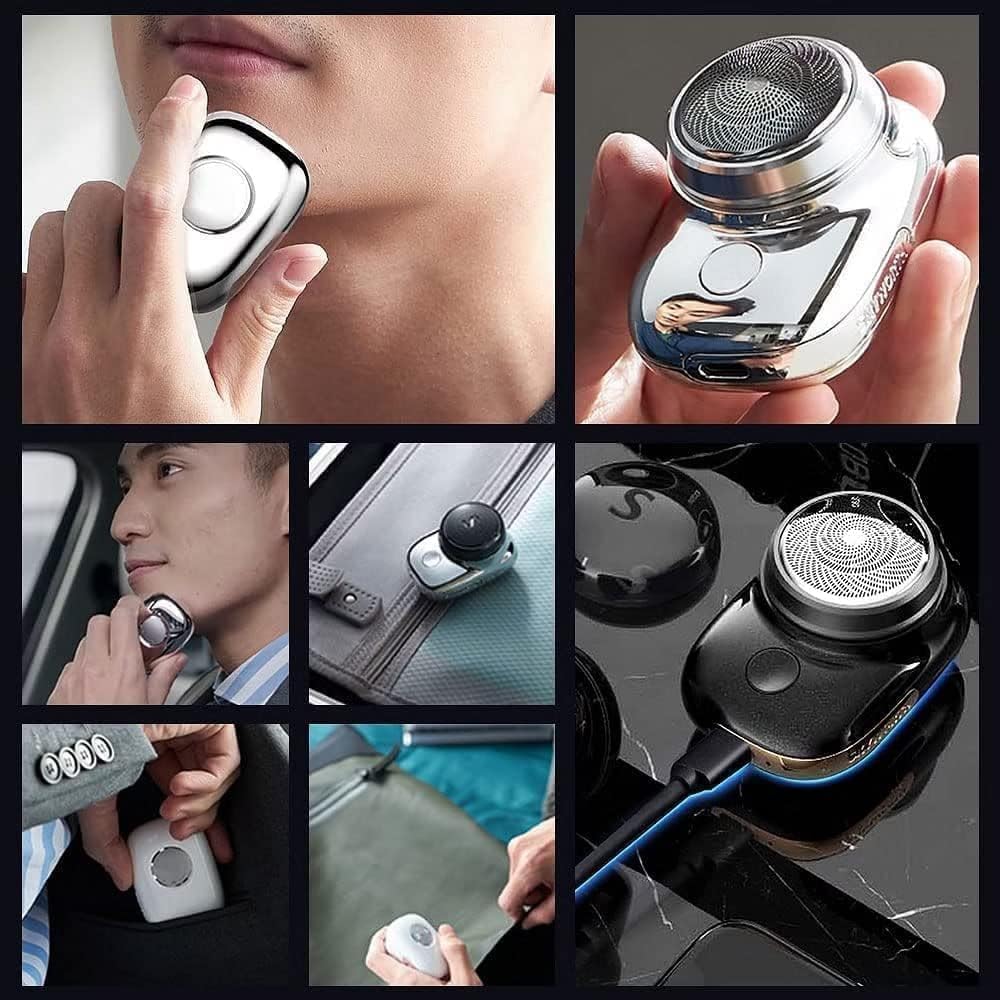 Mini Electric Shaver for Man, Portable Shaving Machine for Man, Pocket Size Clean Shave Trimmer for Men, Foil Shaver for Men, Type-C Fast Charging, Wet and Dry Use for Outdoor, Home, Travel