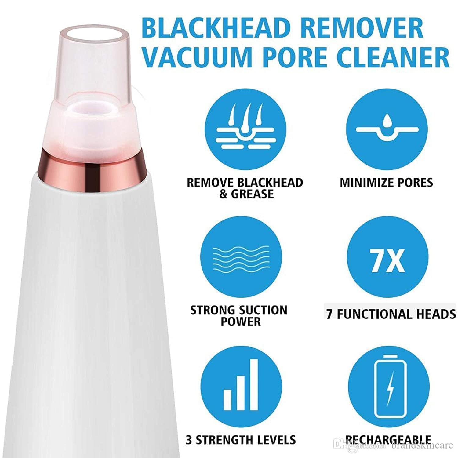 Blackhead Remover Tools | Electric Derma suction Machine | USB Rechargeable Acne Pimple Pore Cleaner Vacuum tool | Facial Cleanser Device for Nose & Skin Care